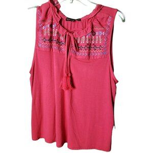 Always Indigo Shirt Womens Size M Sleeveless Tank Blouse Pink Boho Flowy Tie NWT